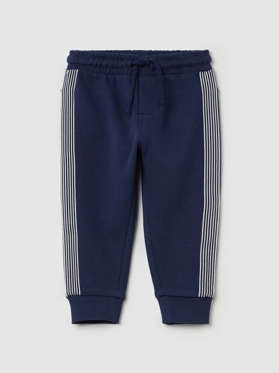 Joggers with striped inserts and drawstring_0