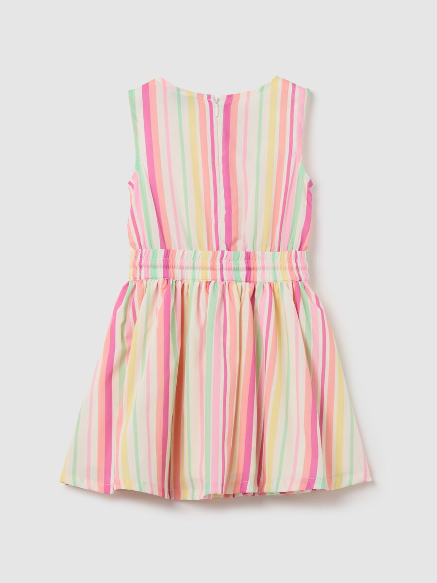 Girls’ multicoloured regular-fit dress in mixed fabric with zip fastening_1