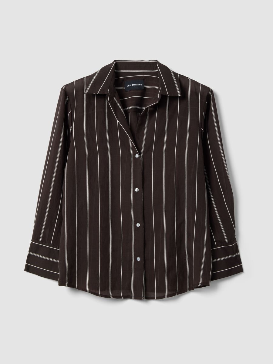 Camicia in misto lyocell a righe multicolor regular fit_0