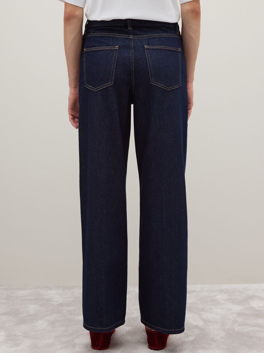 Regular fit blue denim pure cotton trousers_2