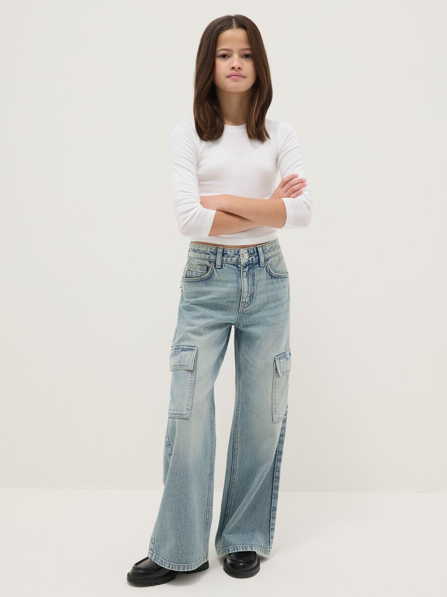 Blue denim pure cotton regular fit jeans for girls_0