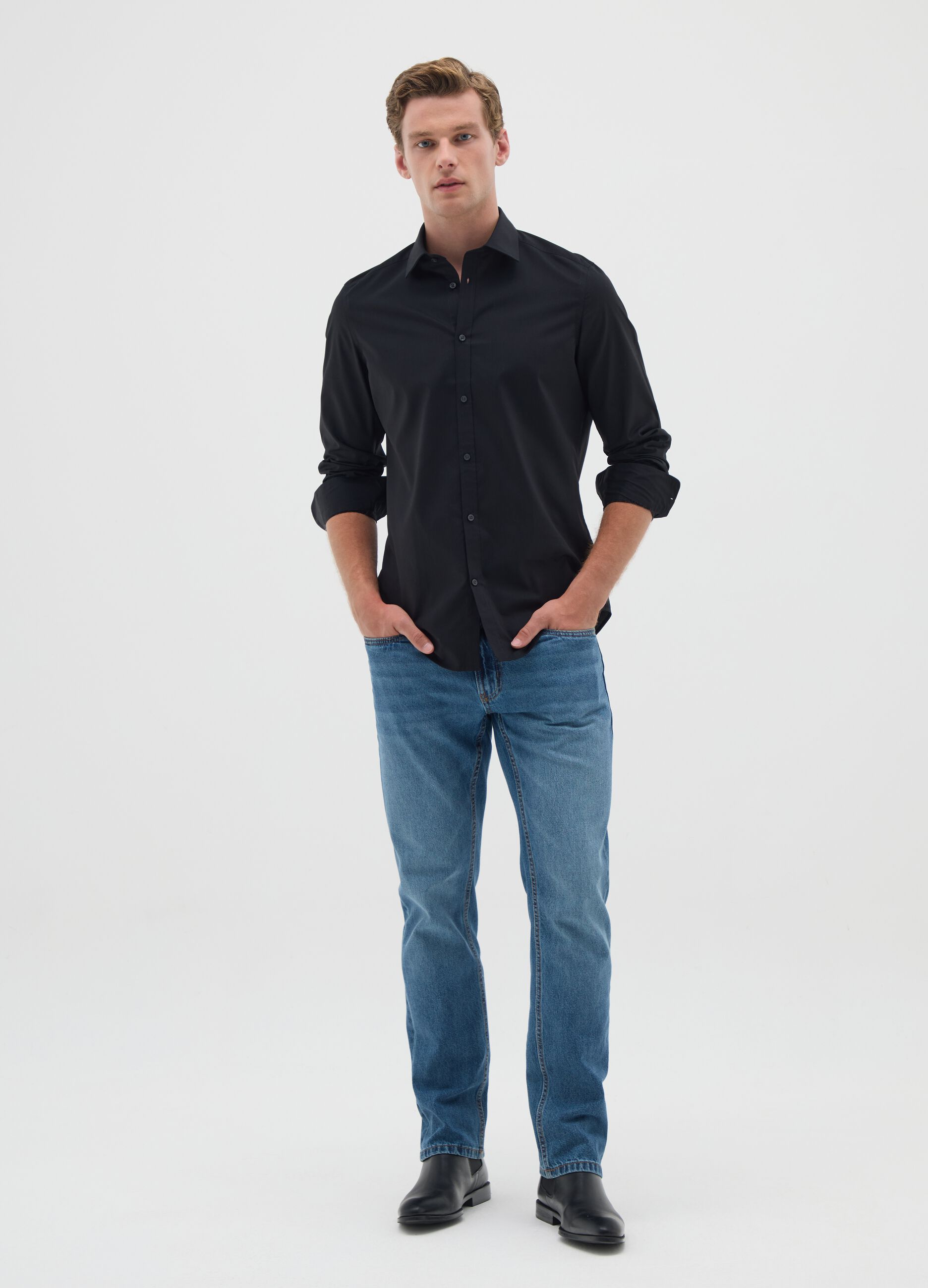 Men's Pure Cotton Blue Regular Fit Jeans