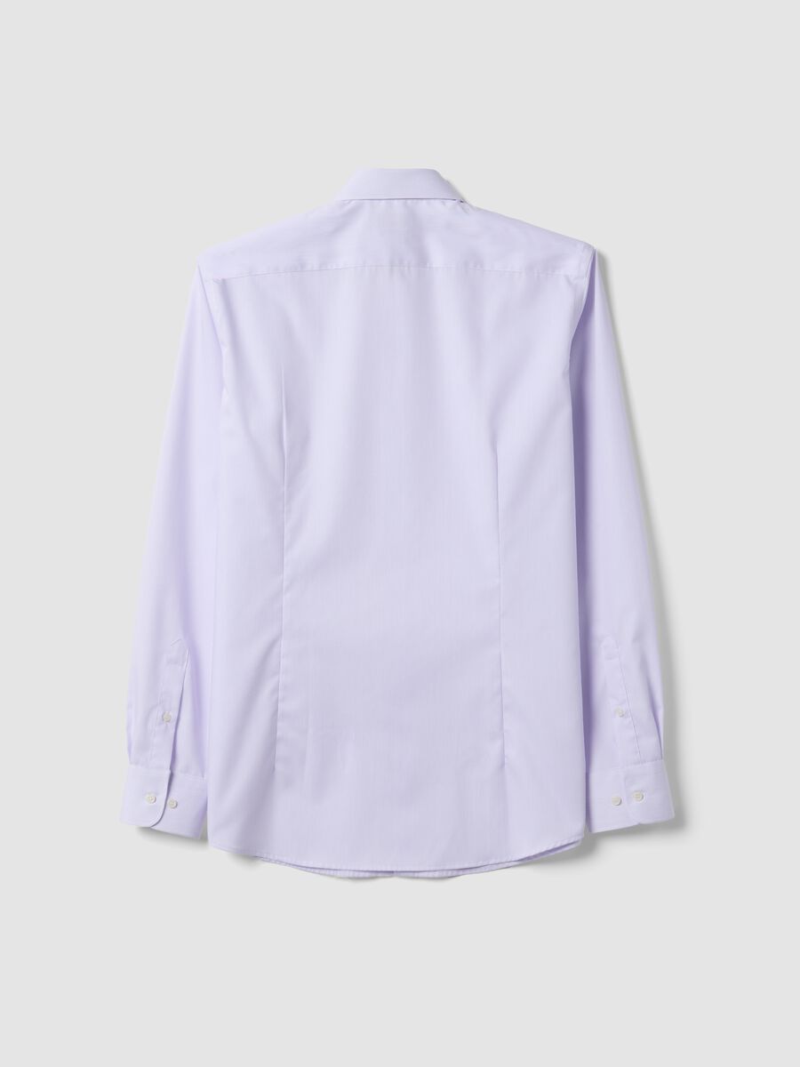 Camicia bianca a righe in puro cotone con collo francese slim fit no iron_5