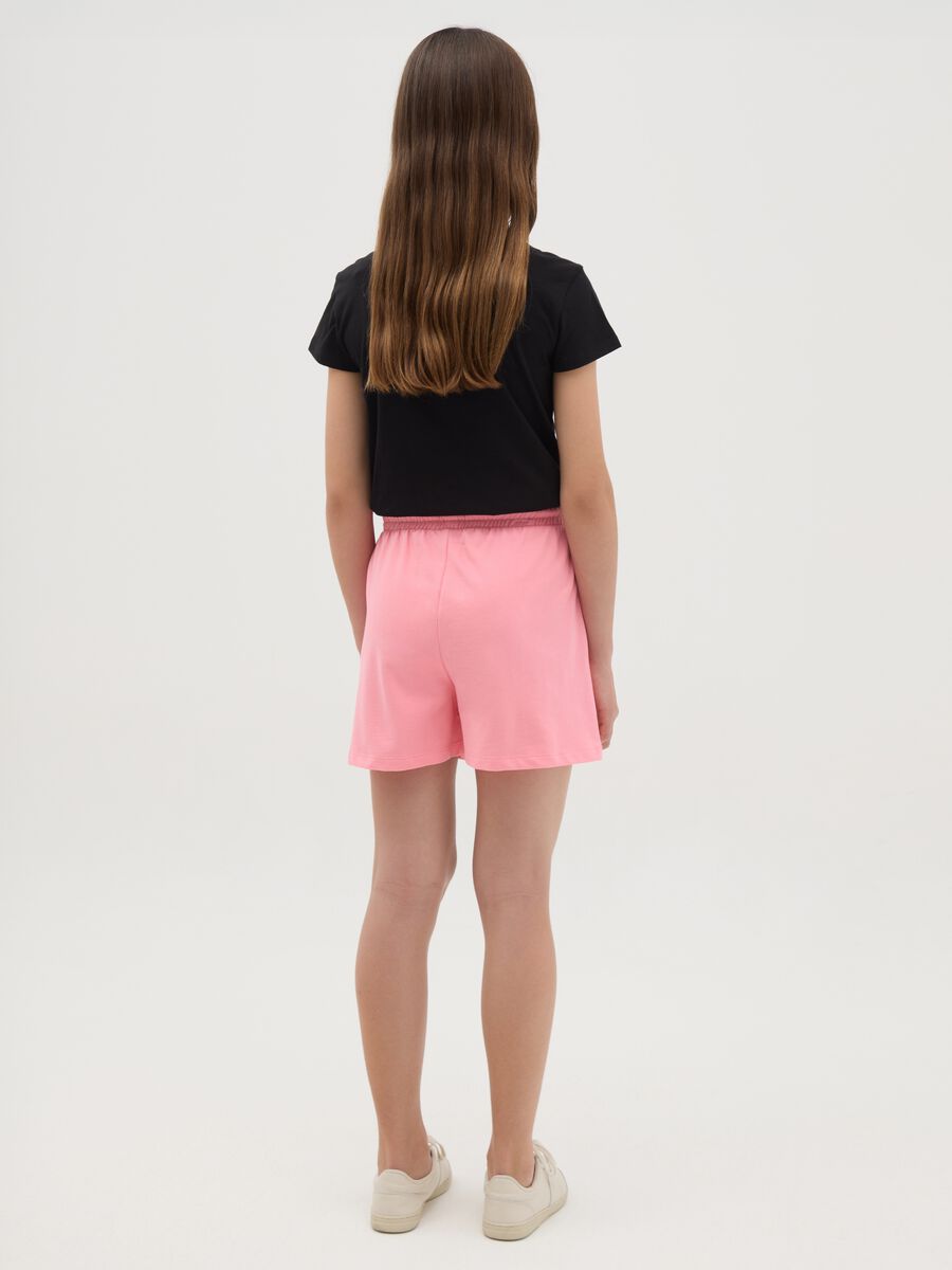 Pink shorts in cotton with drawstring_2