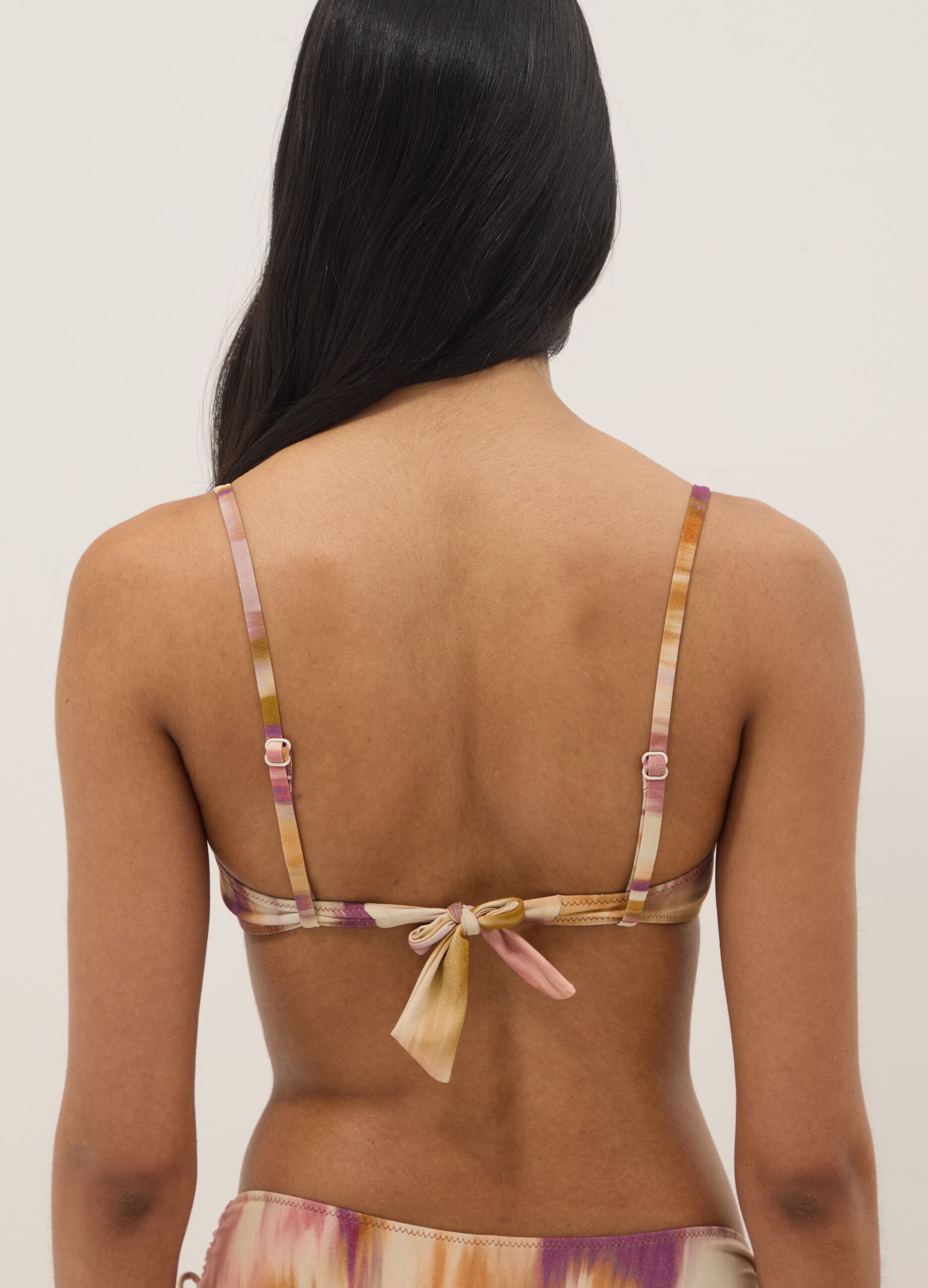 Multicolour stretch bandeau bikini top
