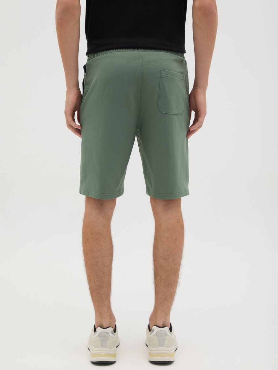 Men's Green Cotton Blend Regular Fit Shorts with Back Pocket_3
