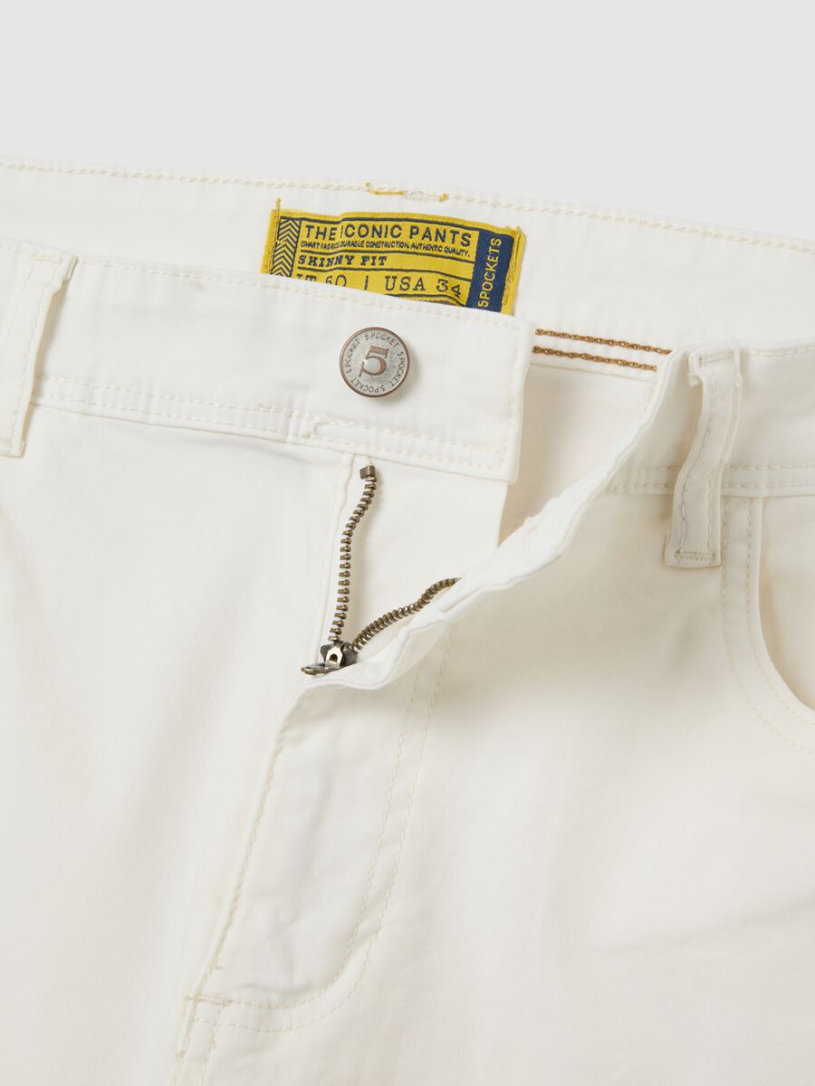 Pantaloni skinny in cotone elasticizzato bianchi_1