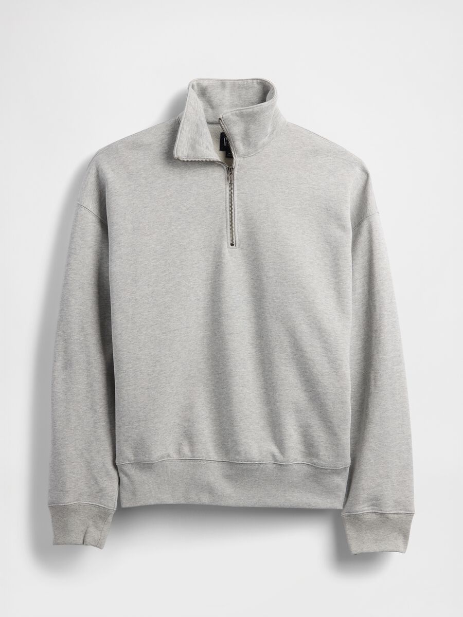 Grey half-zip high-neck sweatshirt_0