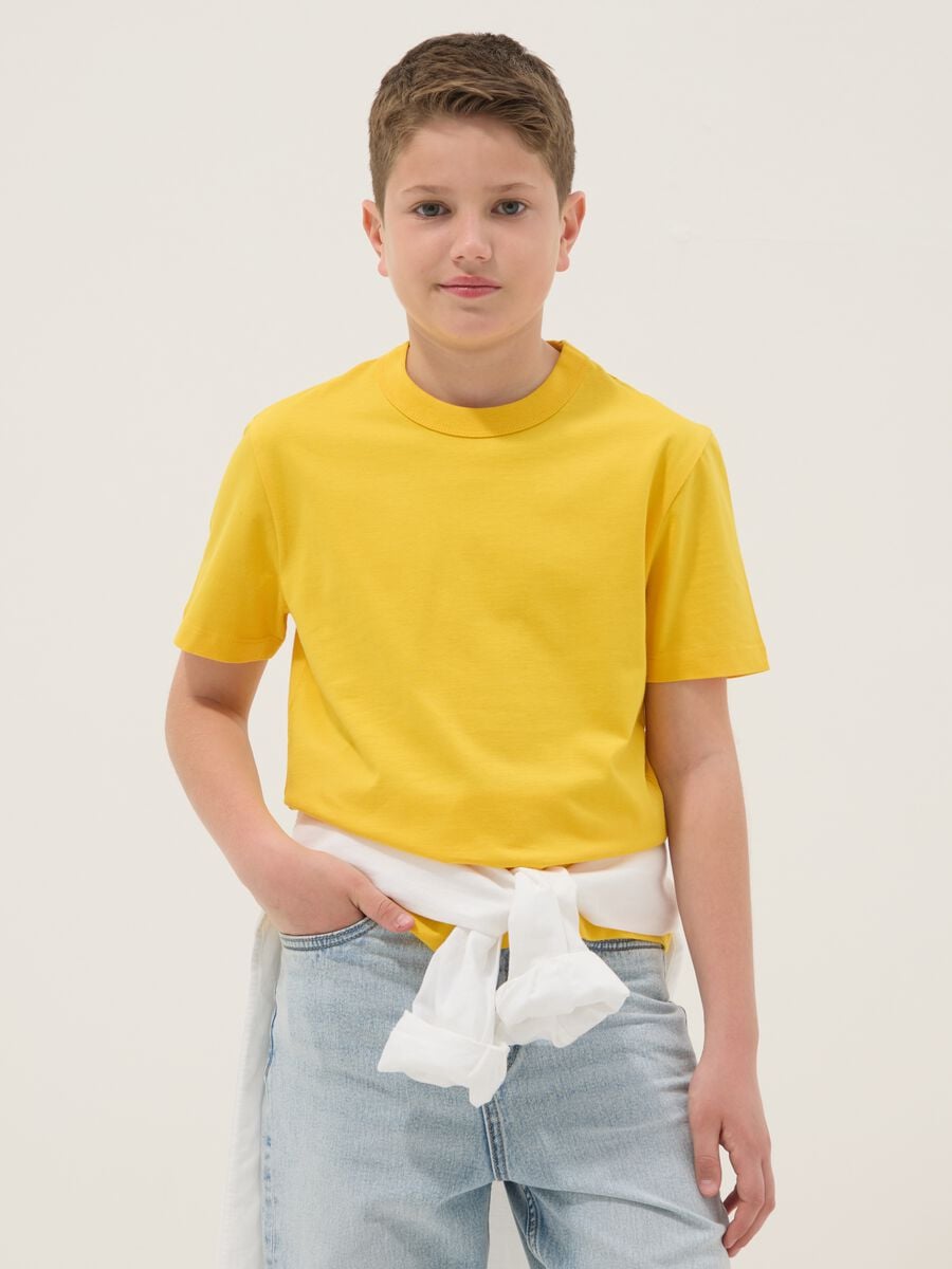 Yellow pure cotton boys&rsquo; regular fit T-shirt_0