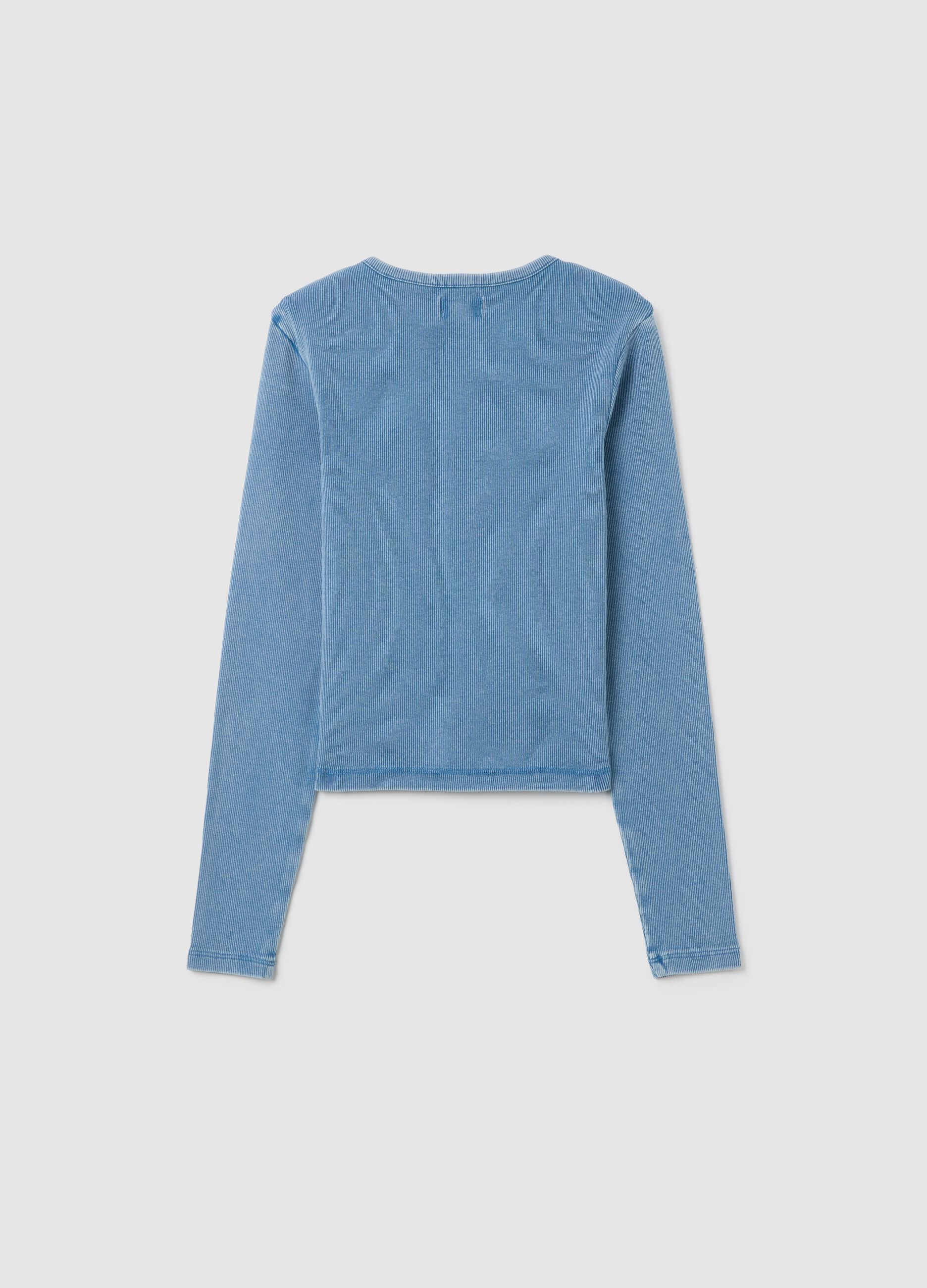 Girls' Blue Stretch Cotton Regular Fit Top