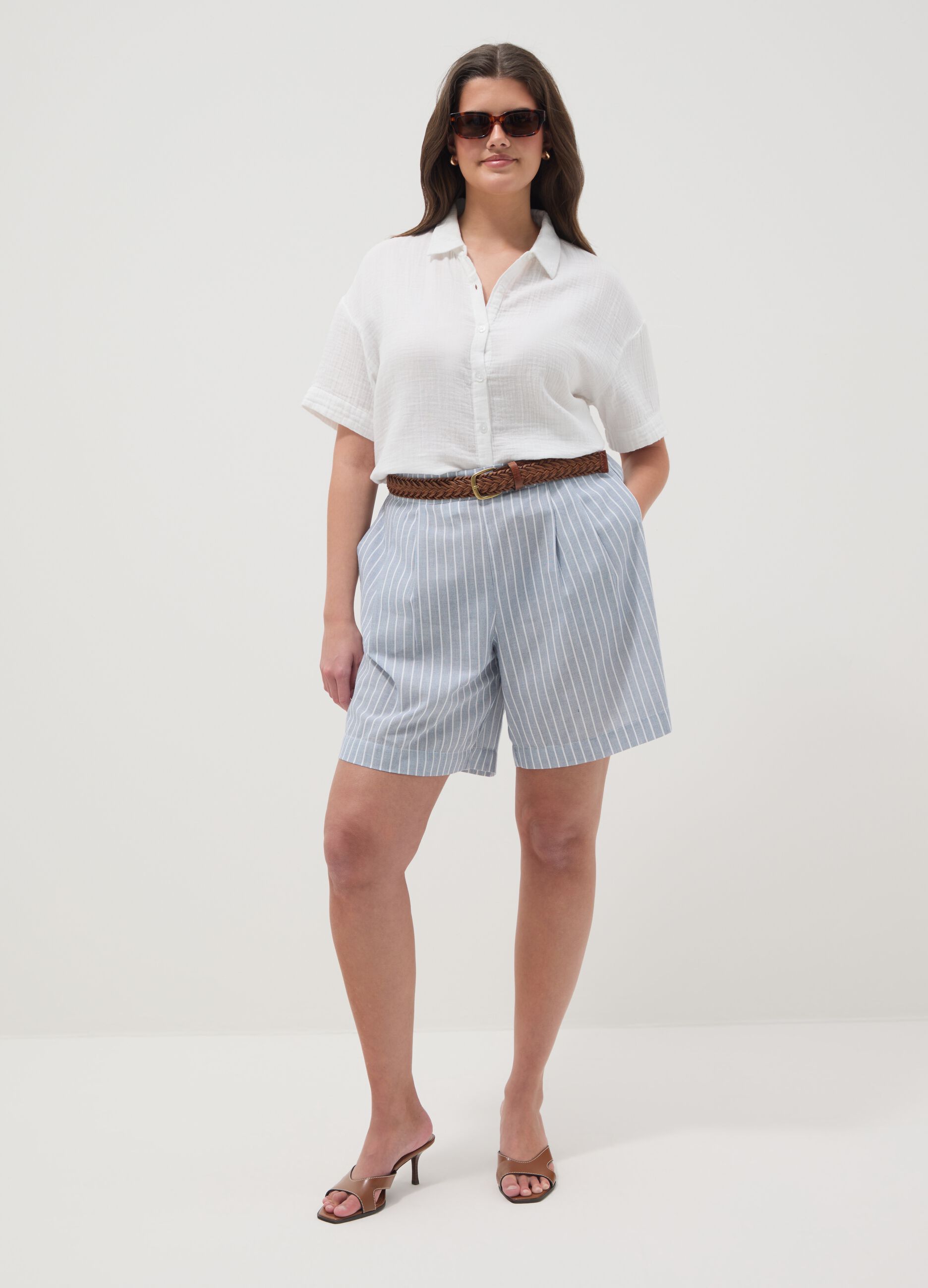 White pure cotton shirt with classic collar