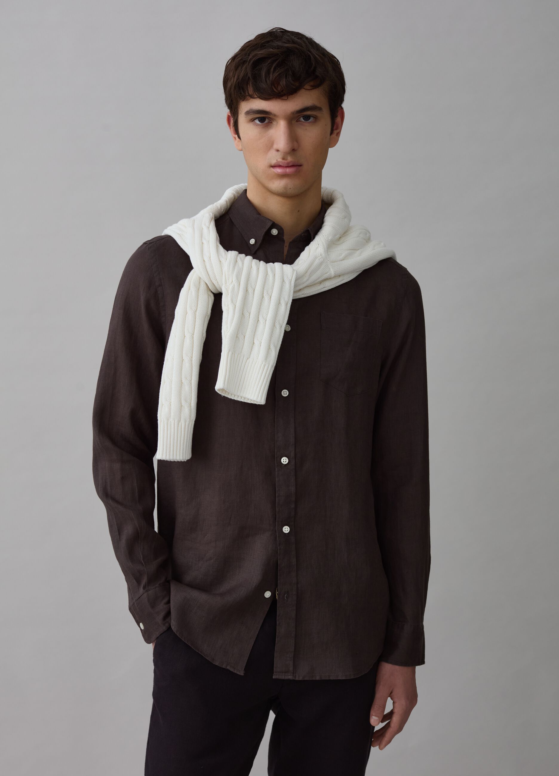 Ovs Camicia regular fit in lino con tasca