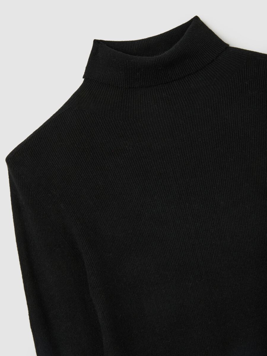 Dolcevita in misto cotone nero regular fit_5