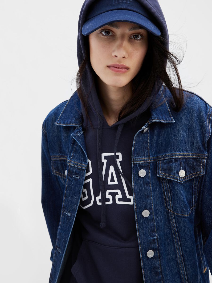 Sweatshirt with hood and logo embroidery_0