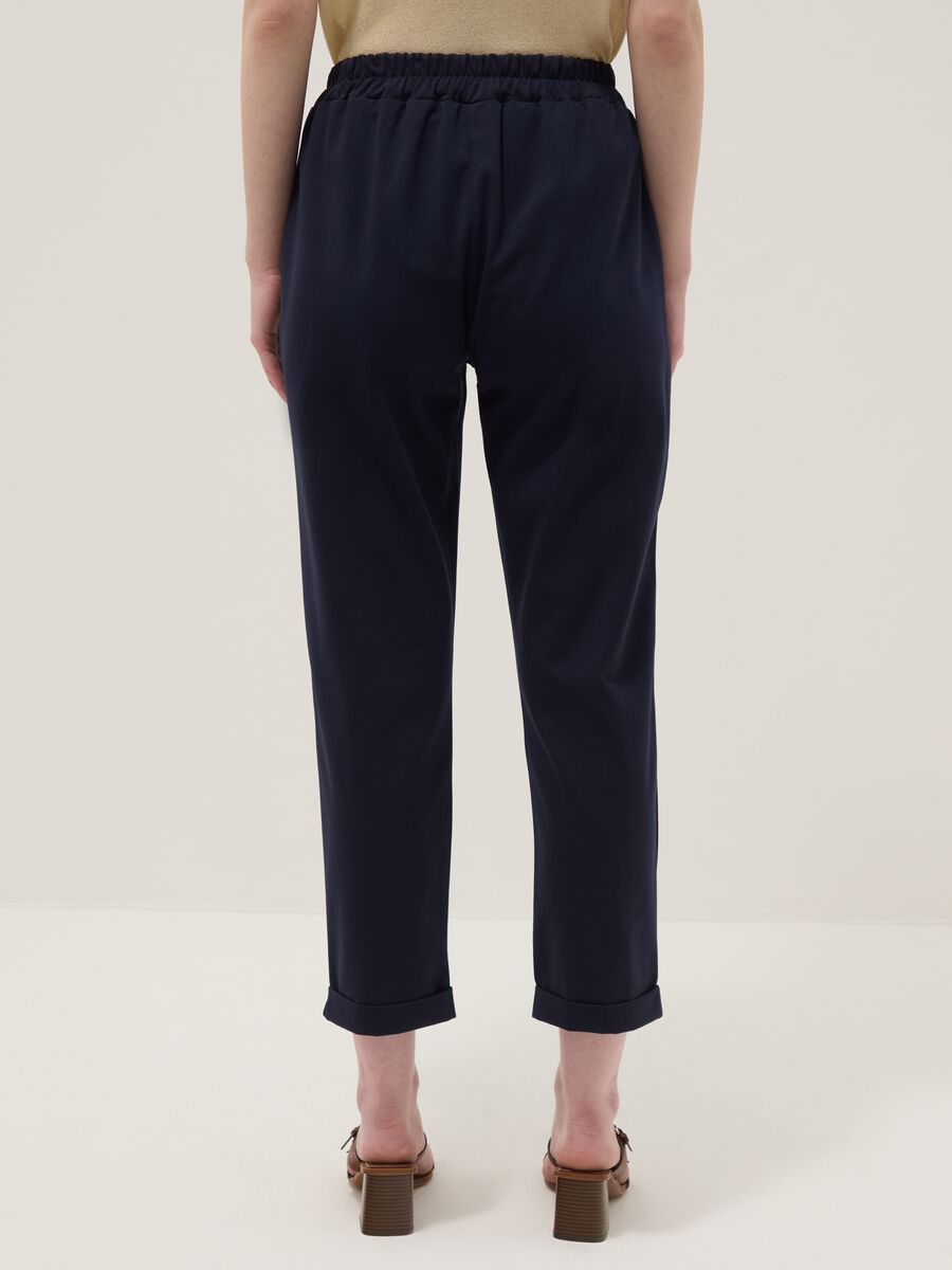 Pantaloni in misto cotone elasticizzato blu regular fit_2