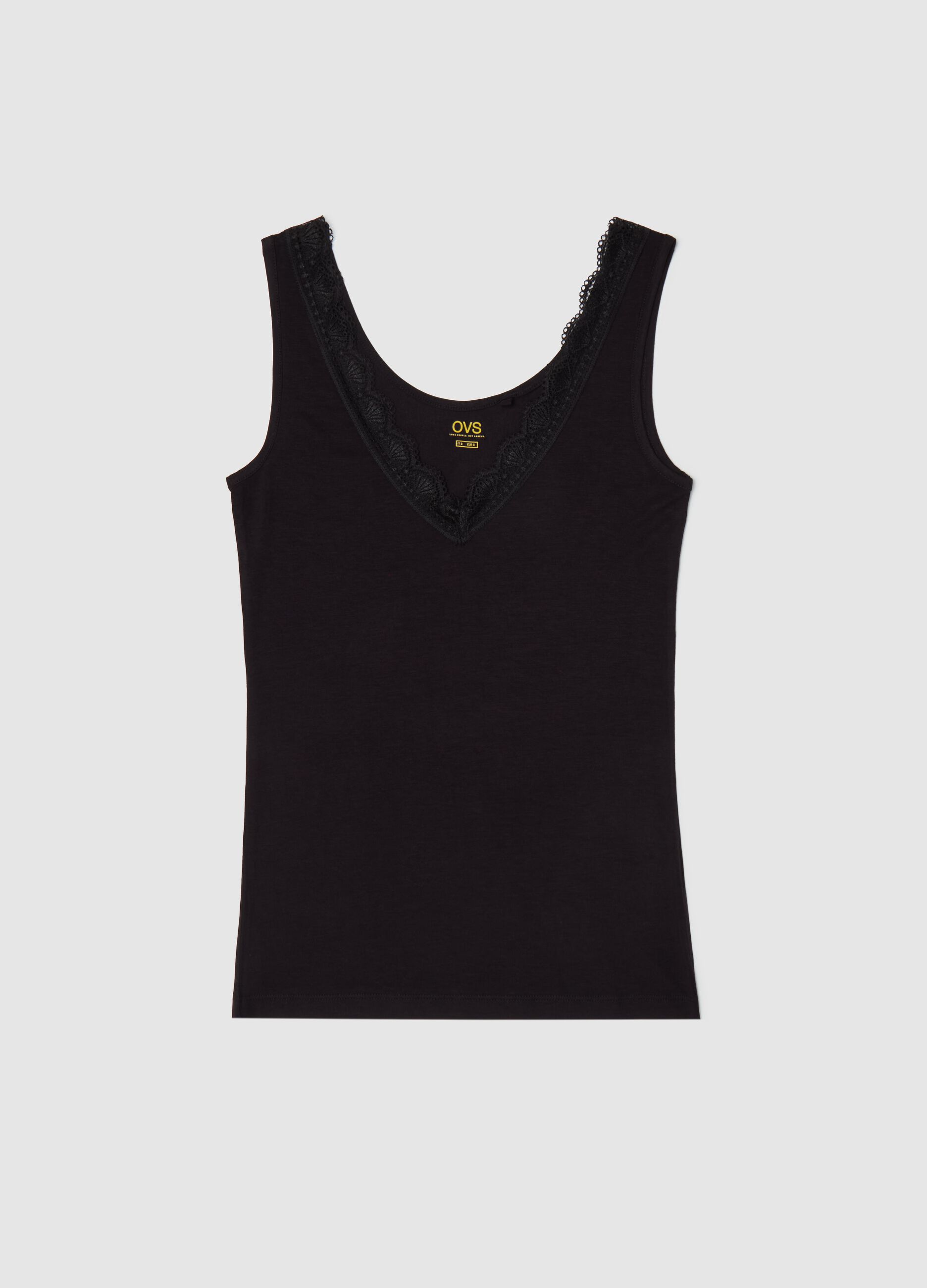 Vest with V neck and lace