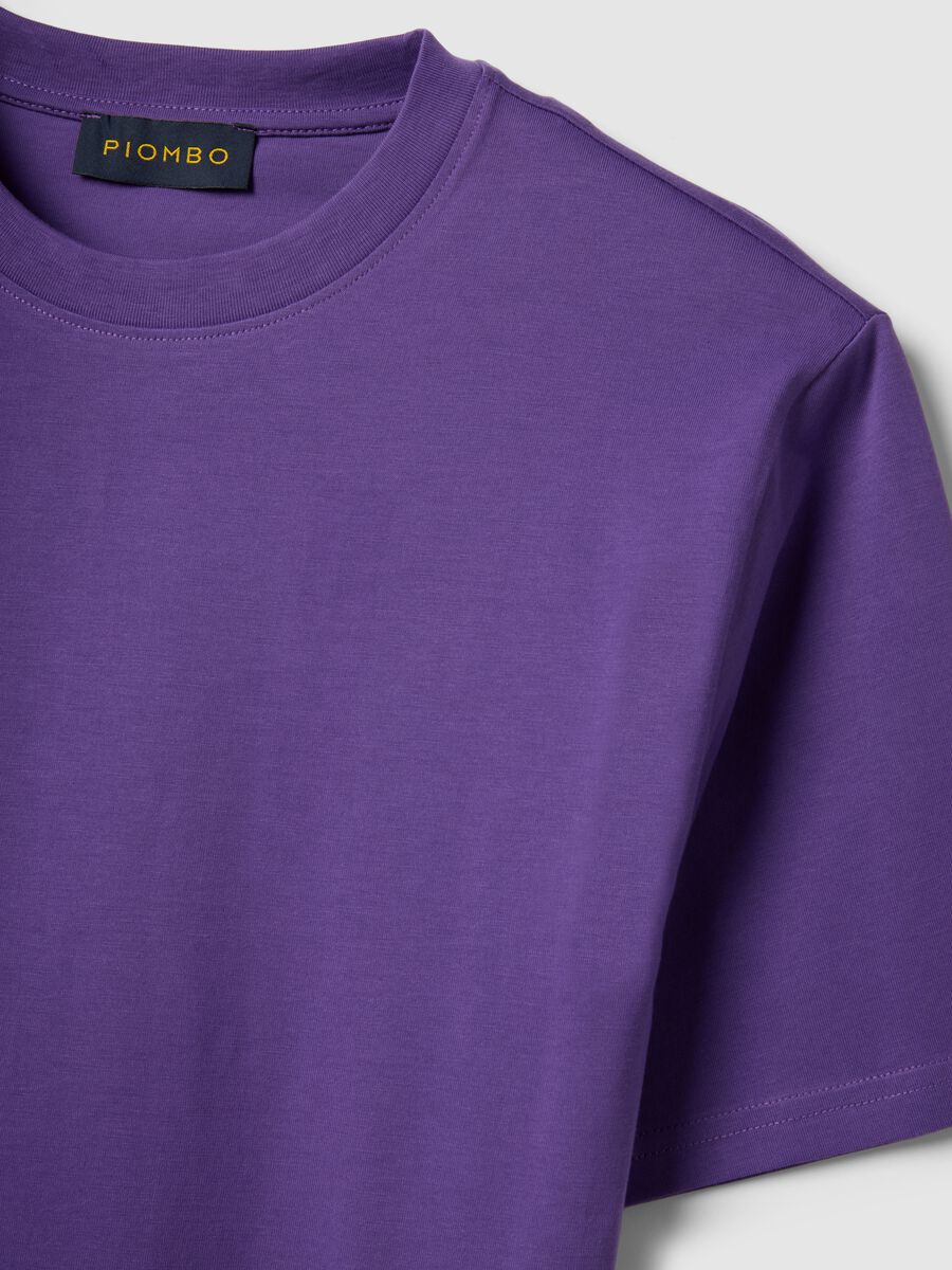 T-shirt girocollo in puro cotone viola relaxed fit_5