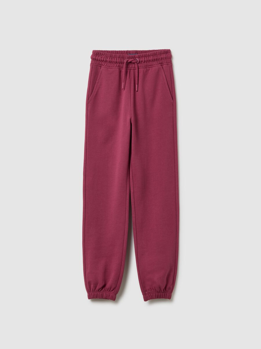Girls' purple regular fit cotton trousers_0