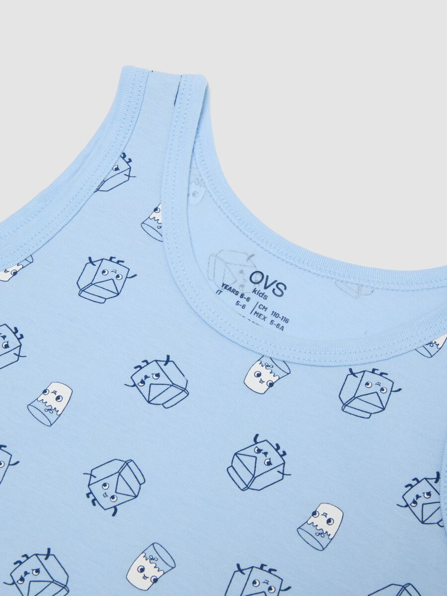 Bipack di canotte blu e azzurro in cotone organico regular fit per bambino_3
