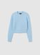 Girls' Blue Crew Neck Sweater with Cable Pattern Regular Fit_3