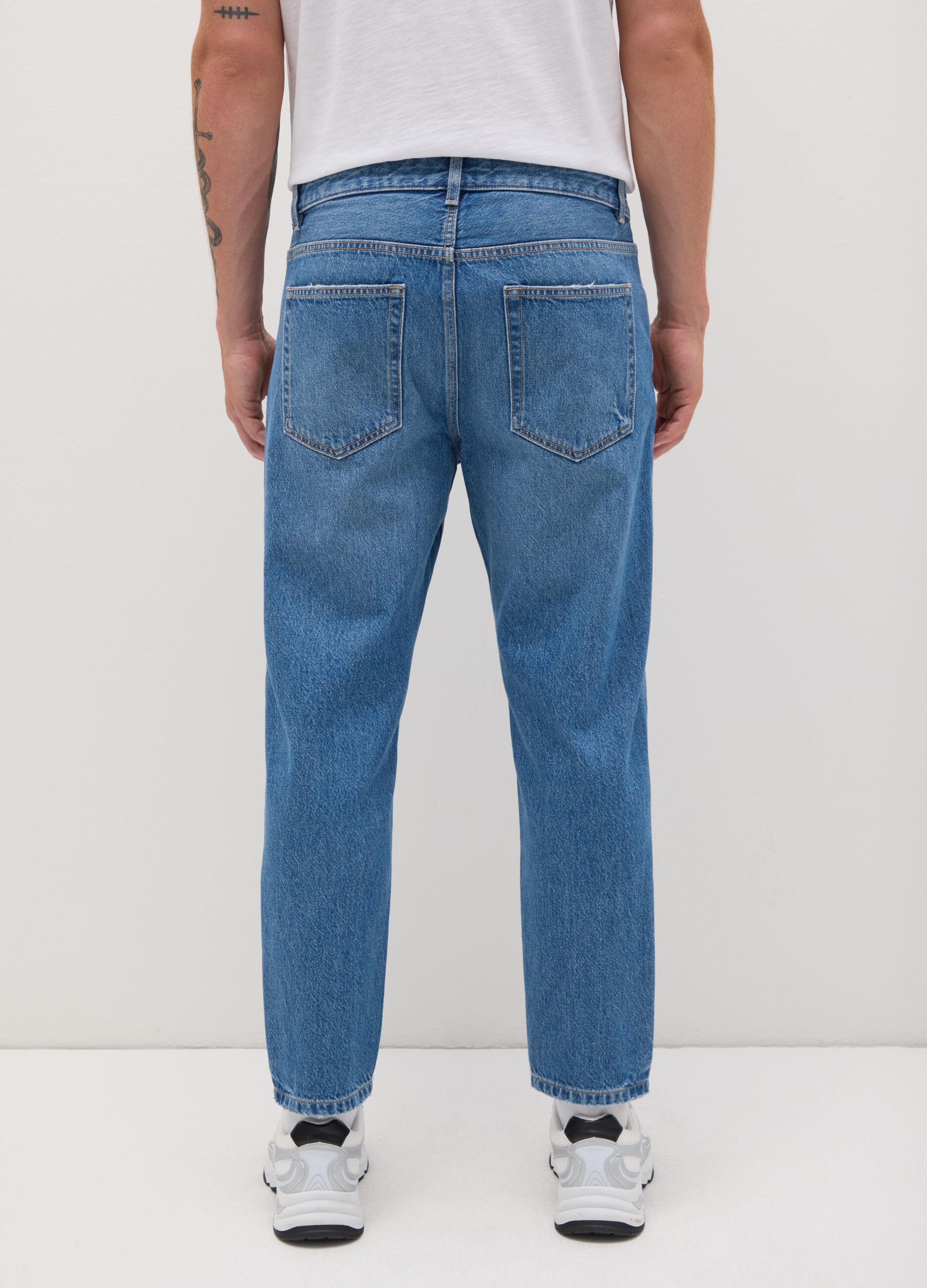 Jeans da uomo in puro cotone denim slim fit
