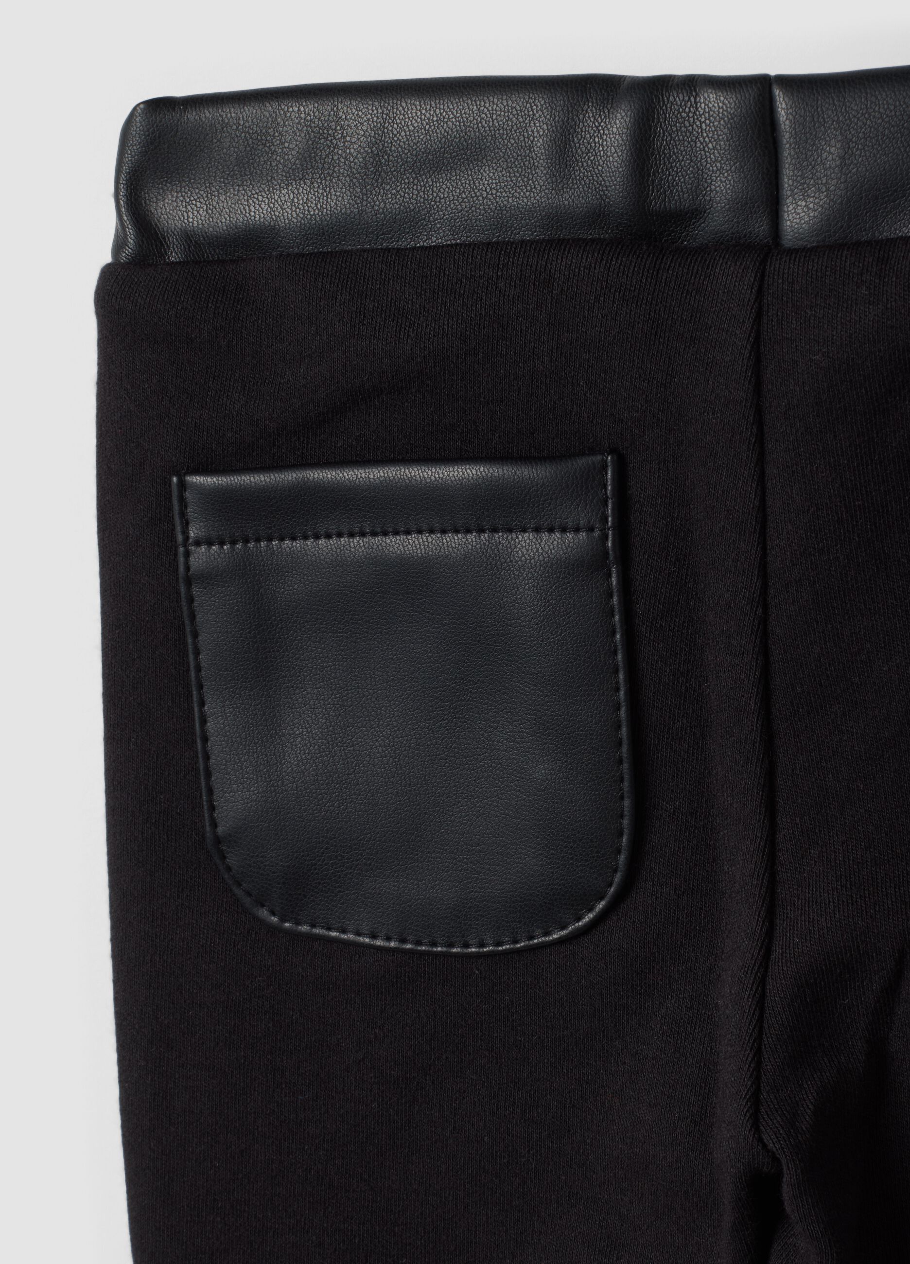 Black slim-fit treggings with elasticated waistband for baby girls