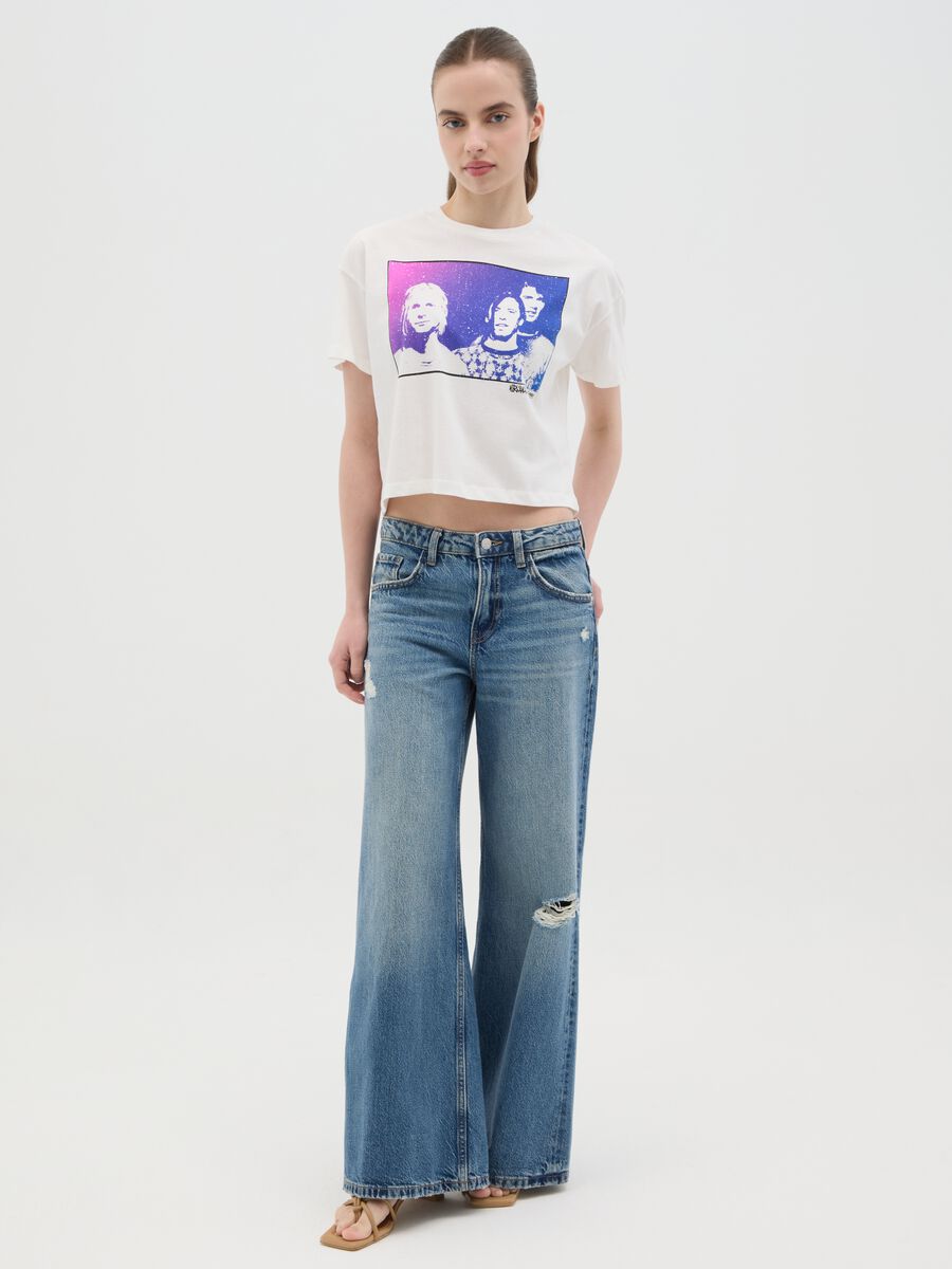 White boxy-fit T-shirt with Nirvana print_1