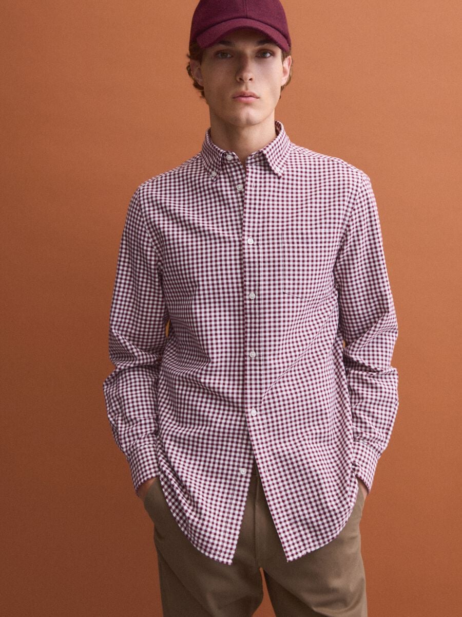 Camicia oxford multicolor a quadri in puro cotone regular fit_1