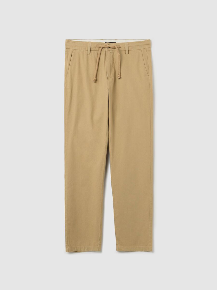Beige chino trousers in linen and cotton_4