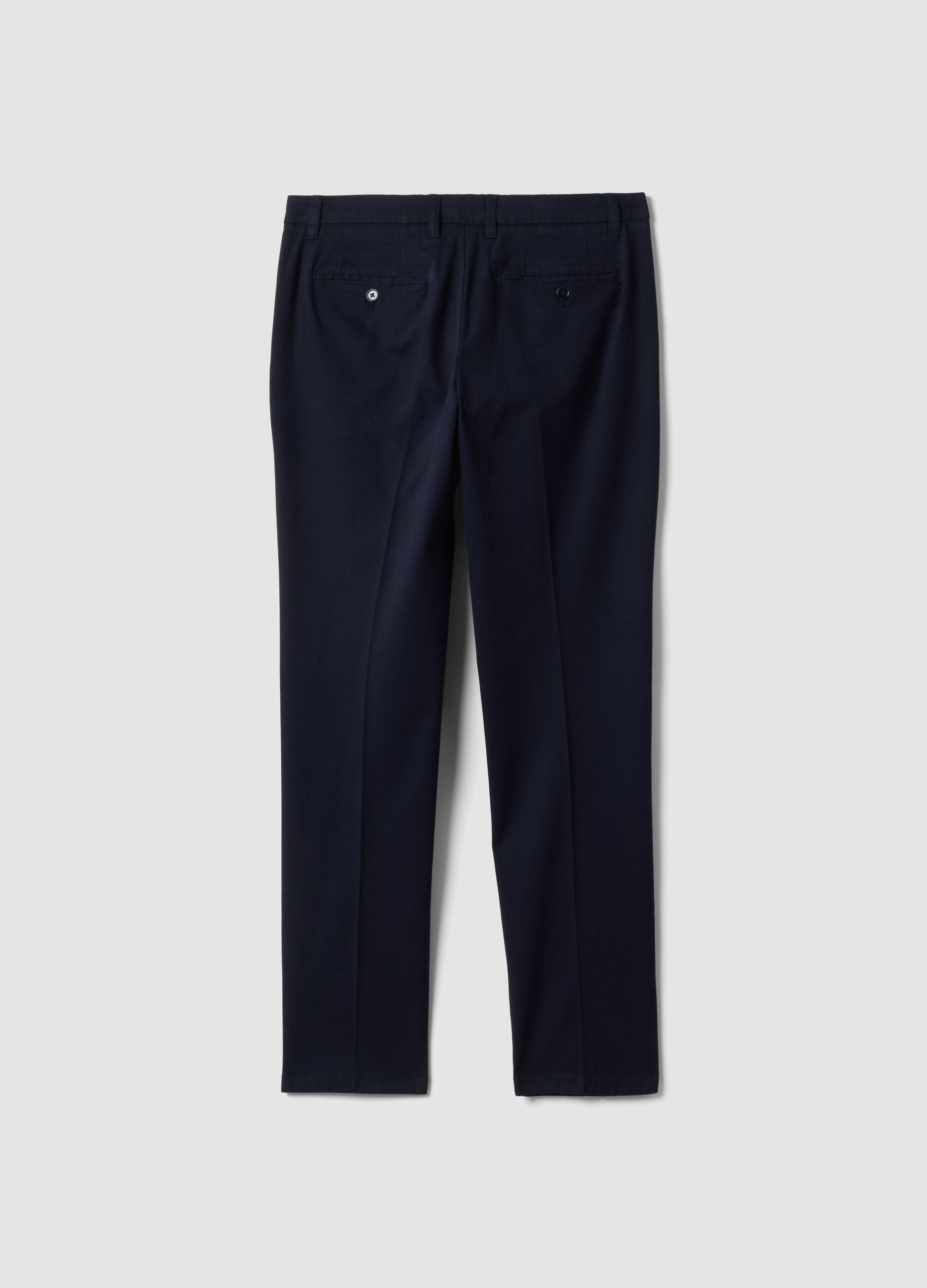 Pantaloni chino blu in twill di cotone elasticizzato slim fit
