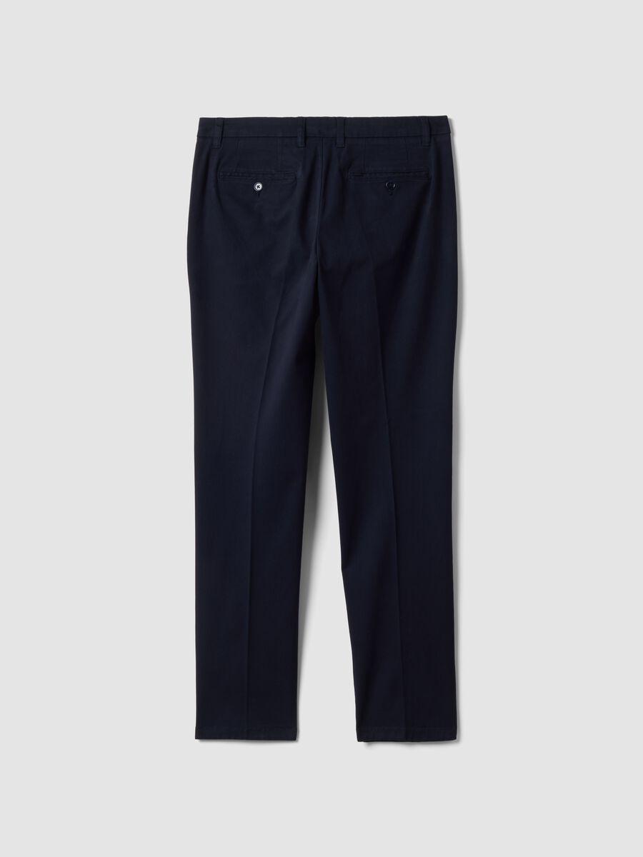 Pantaloni chino blu in twill di cotone elasticizzato slim fit_2