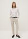 Beige stretch cotton satin trousers regular fit_0