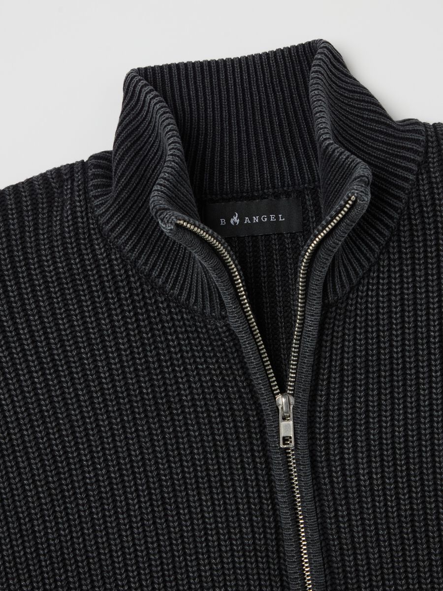 Full-zip cardigan in ribbed cotton_5