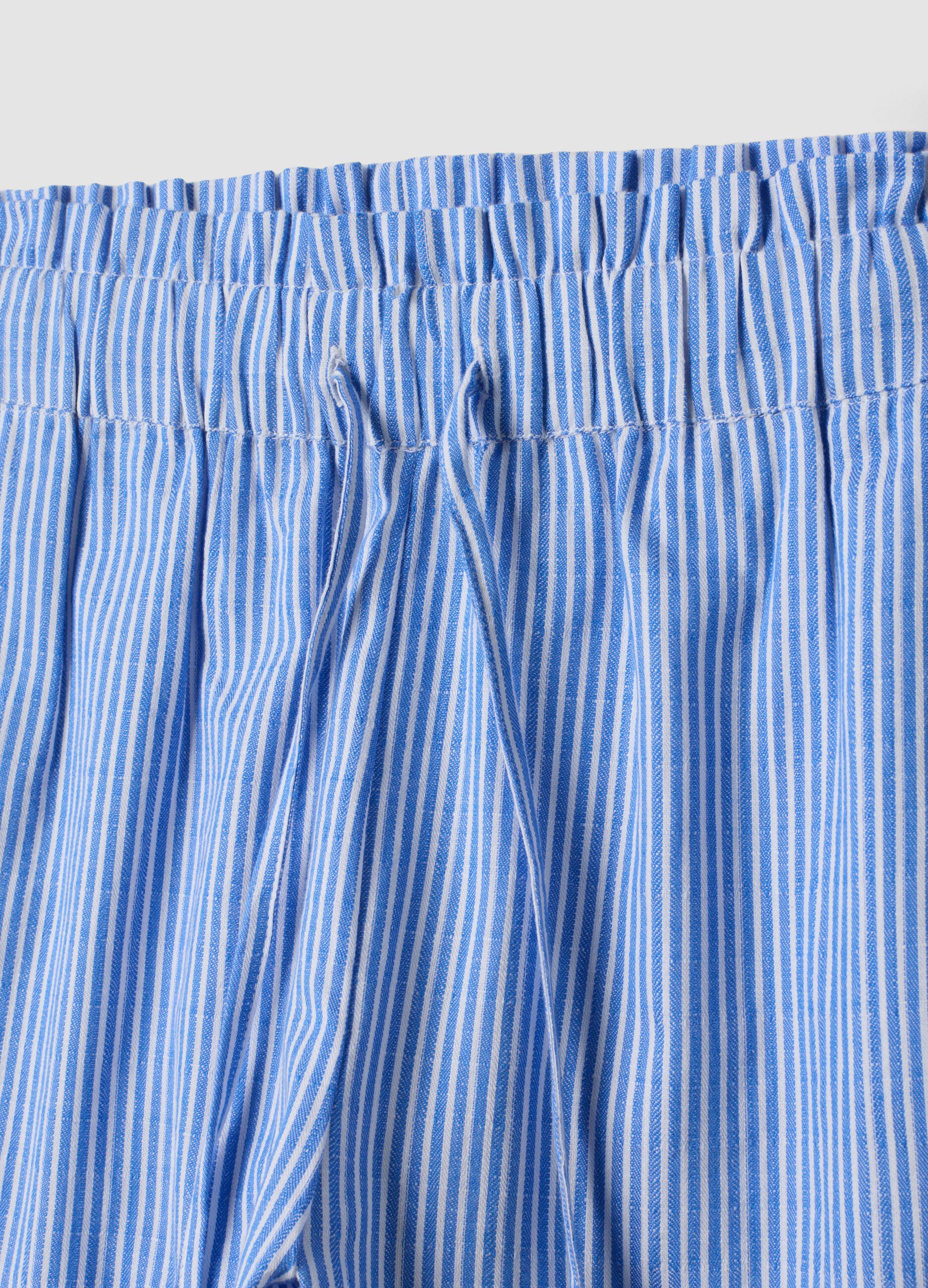 Blue striped shorts in pure cotton