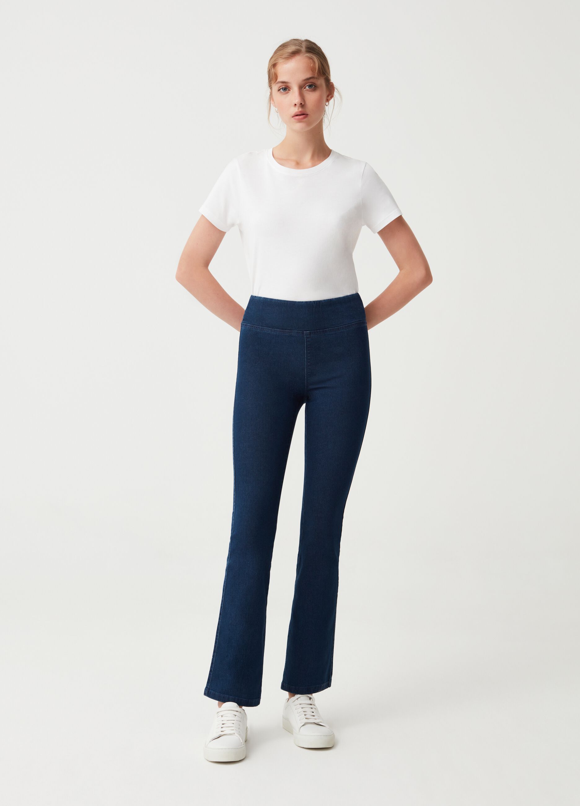 Jeggings flare fit a vita alta_0