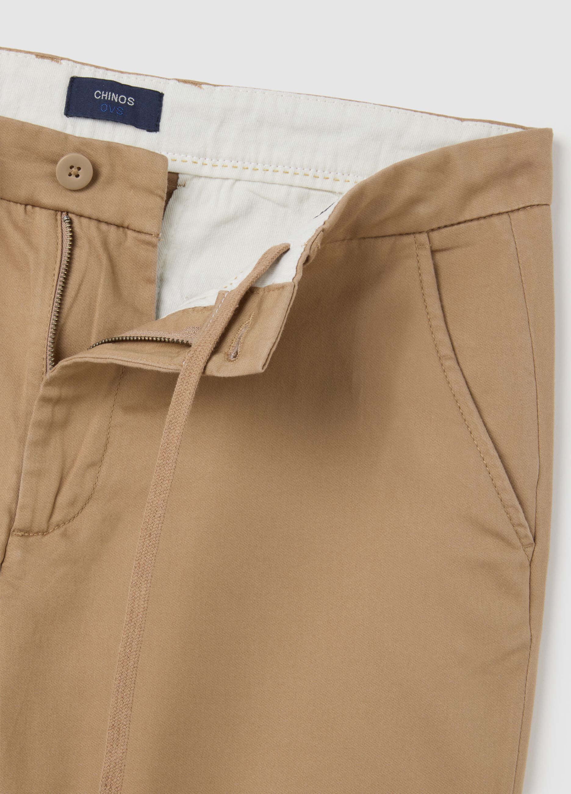 Brown slim fit cotton trousers