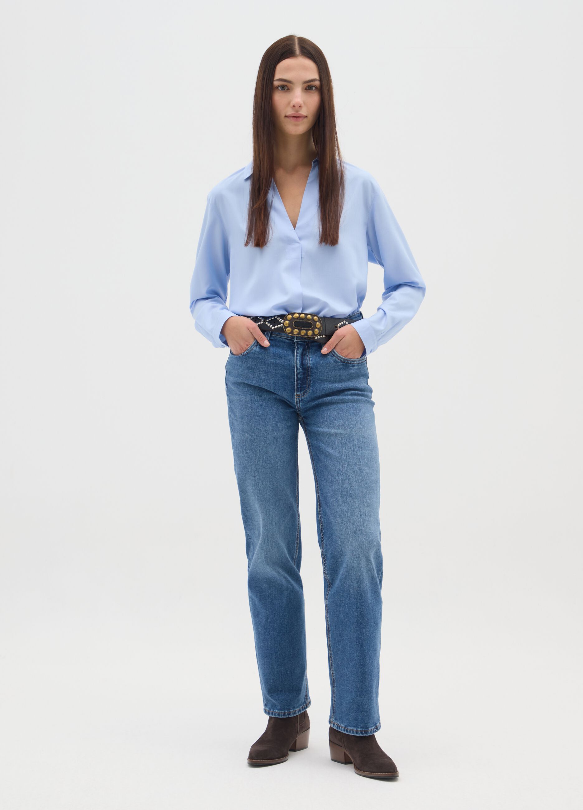 Light blue long-sleeve regular fit shirt