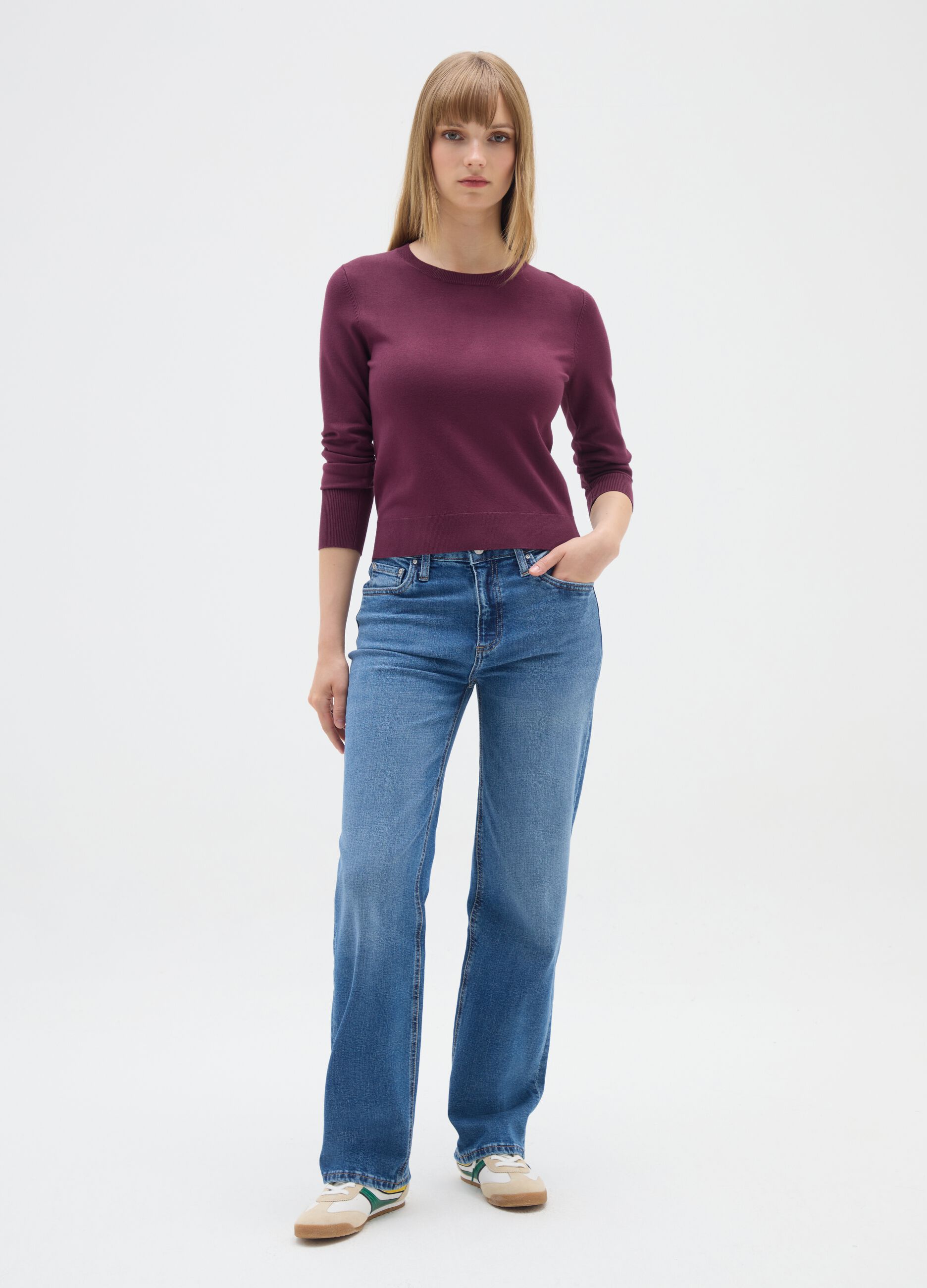 Purple Crew Neck Pullover