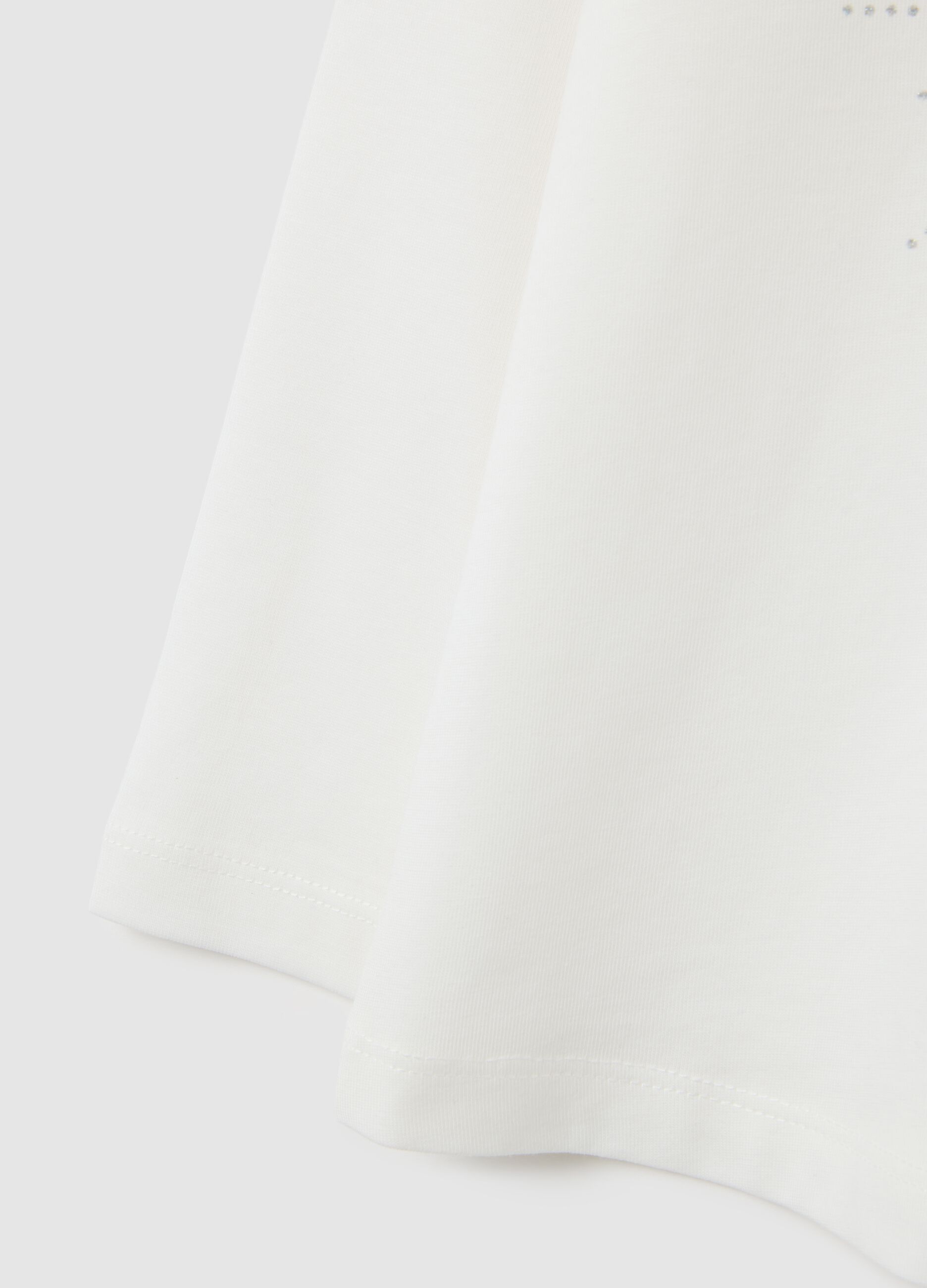 Girls' White Cotton T-Shirt, Regular Fit