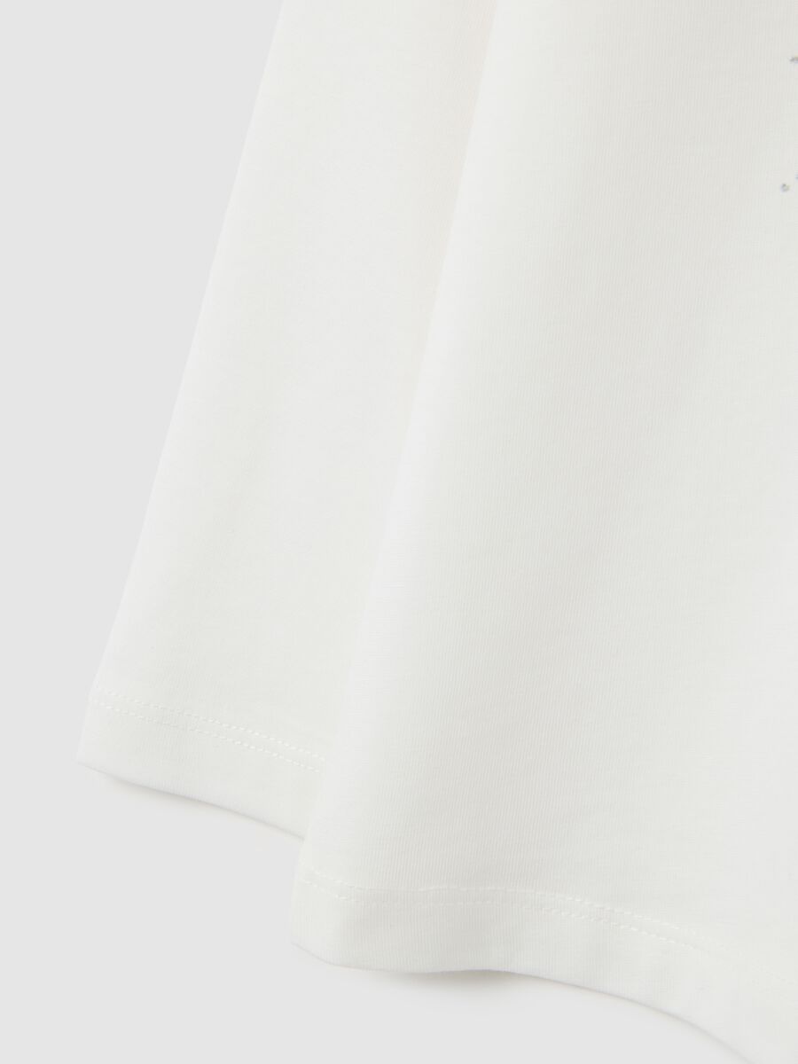 Girls' White Cotton T-Shirt, Regular Fit_3
