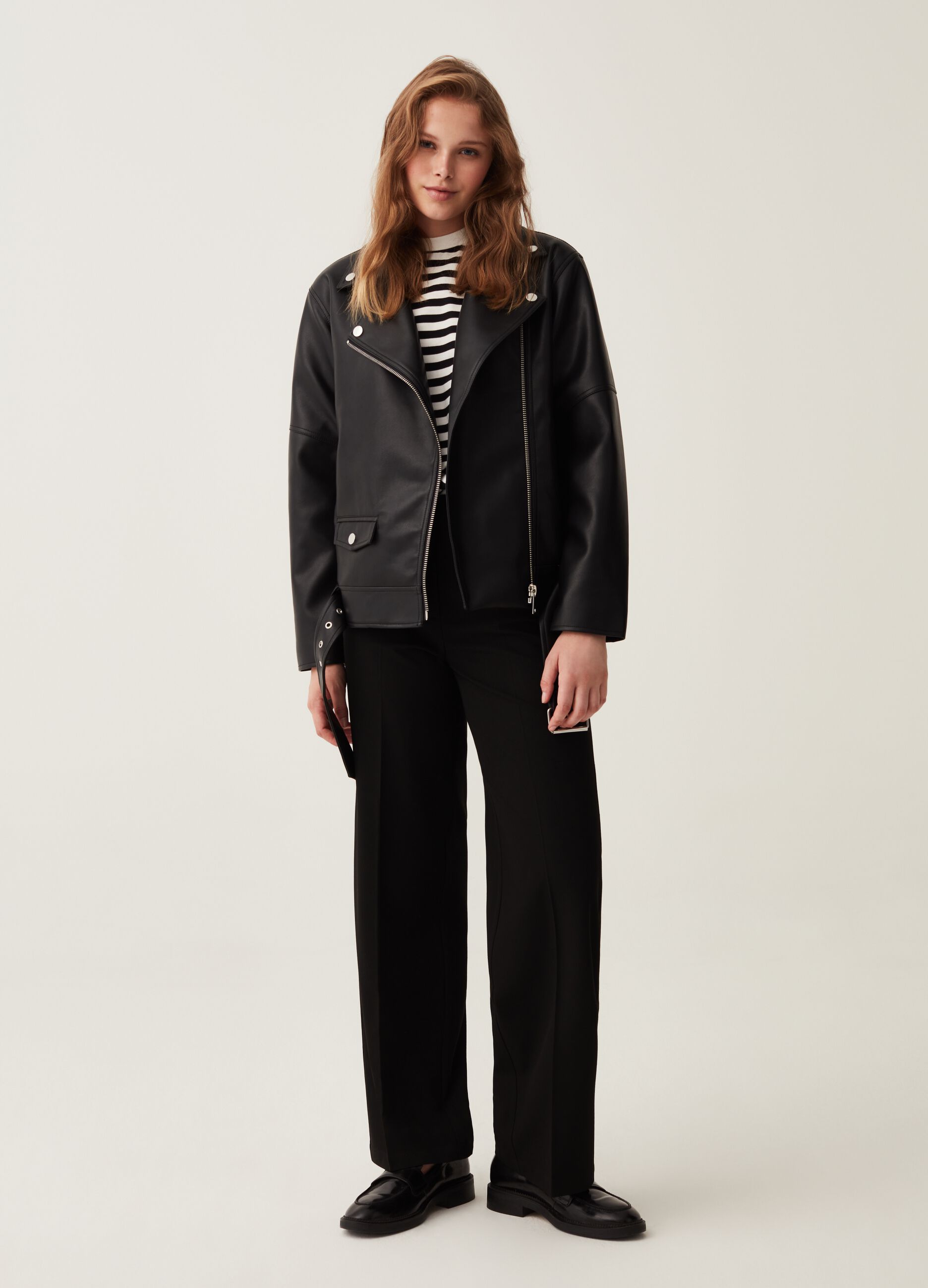 Pantaloni wide leg a vita alta