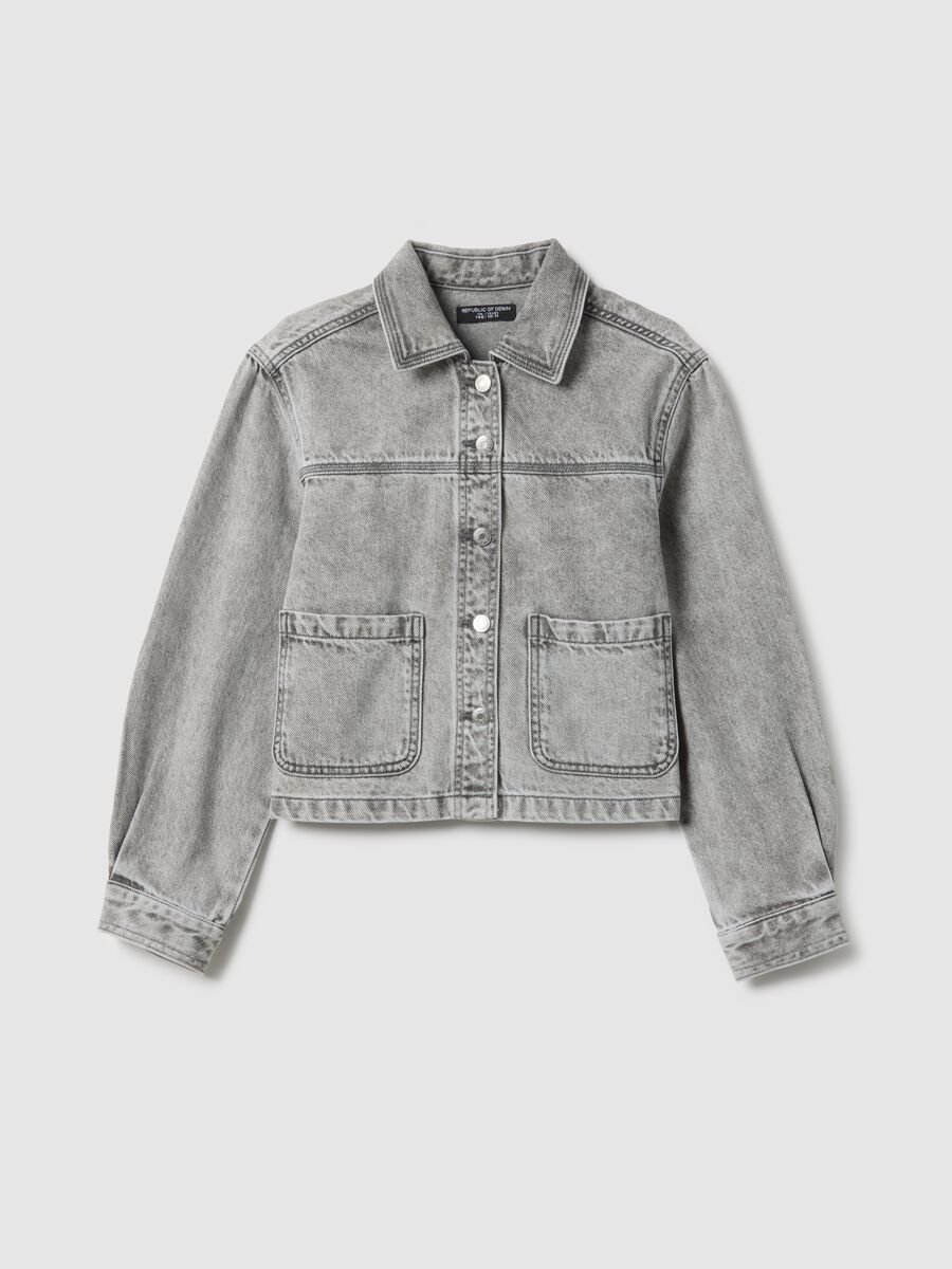 Girls' Grey Pure Cotton Shirt Regular Fit_3