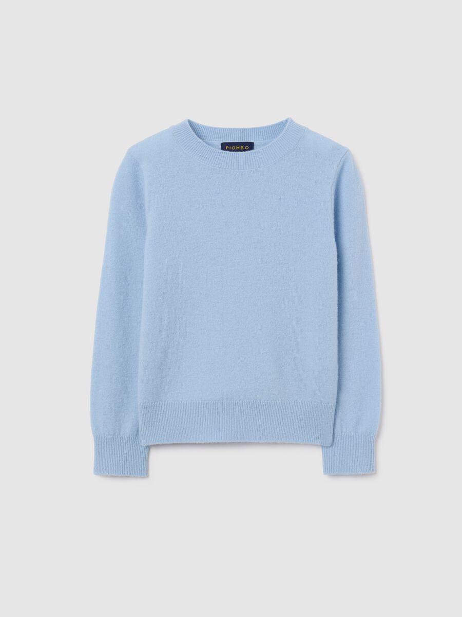 Pullover da ragazze in pura lana azzurro regular fit_0