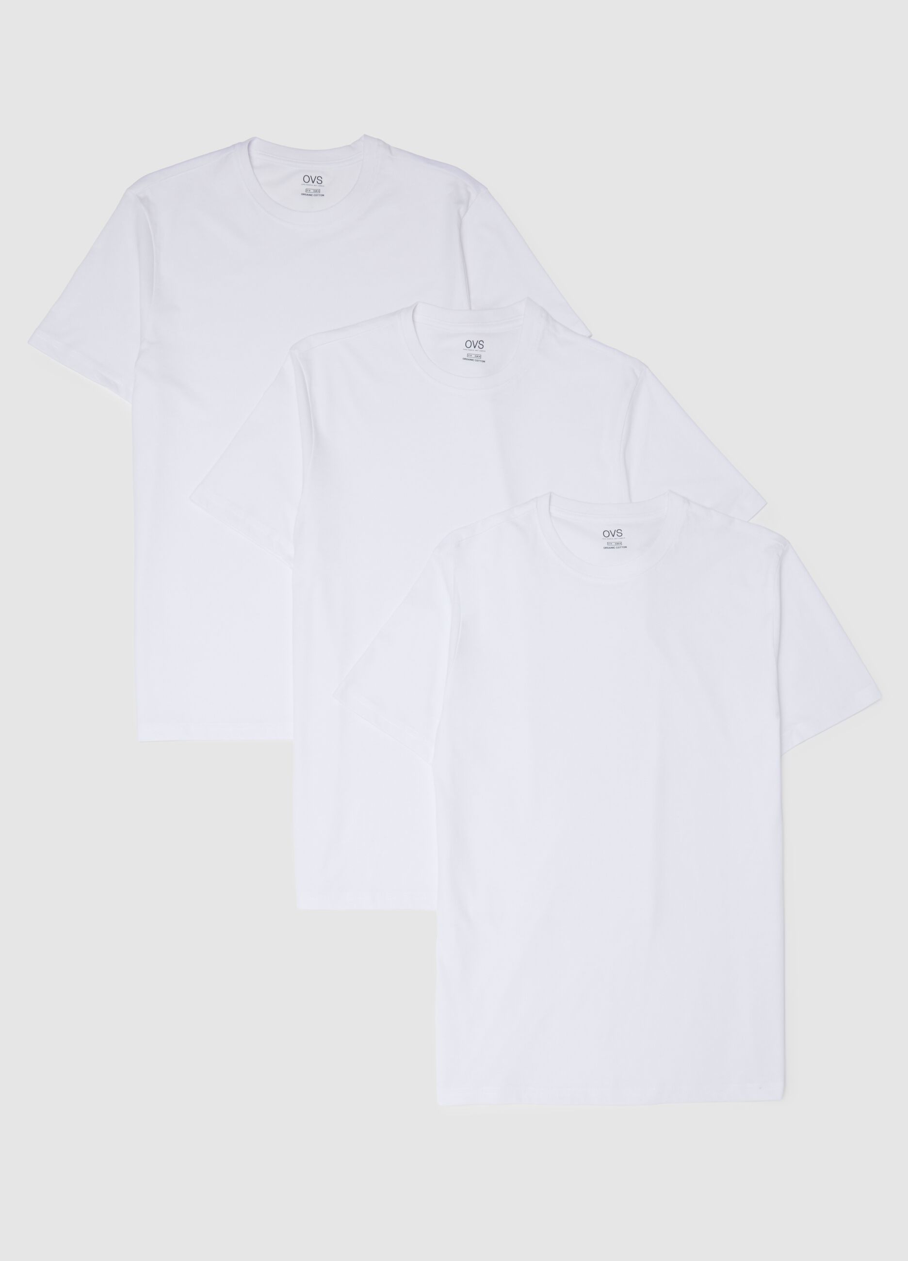 Tripack t-shirt da uomo in puro cotone bianco regular fit