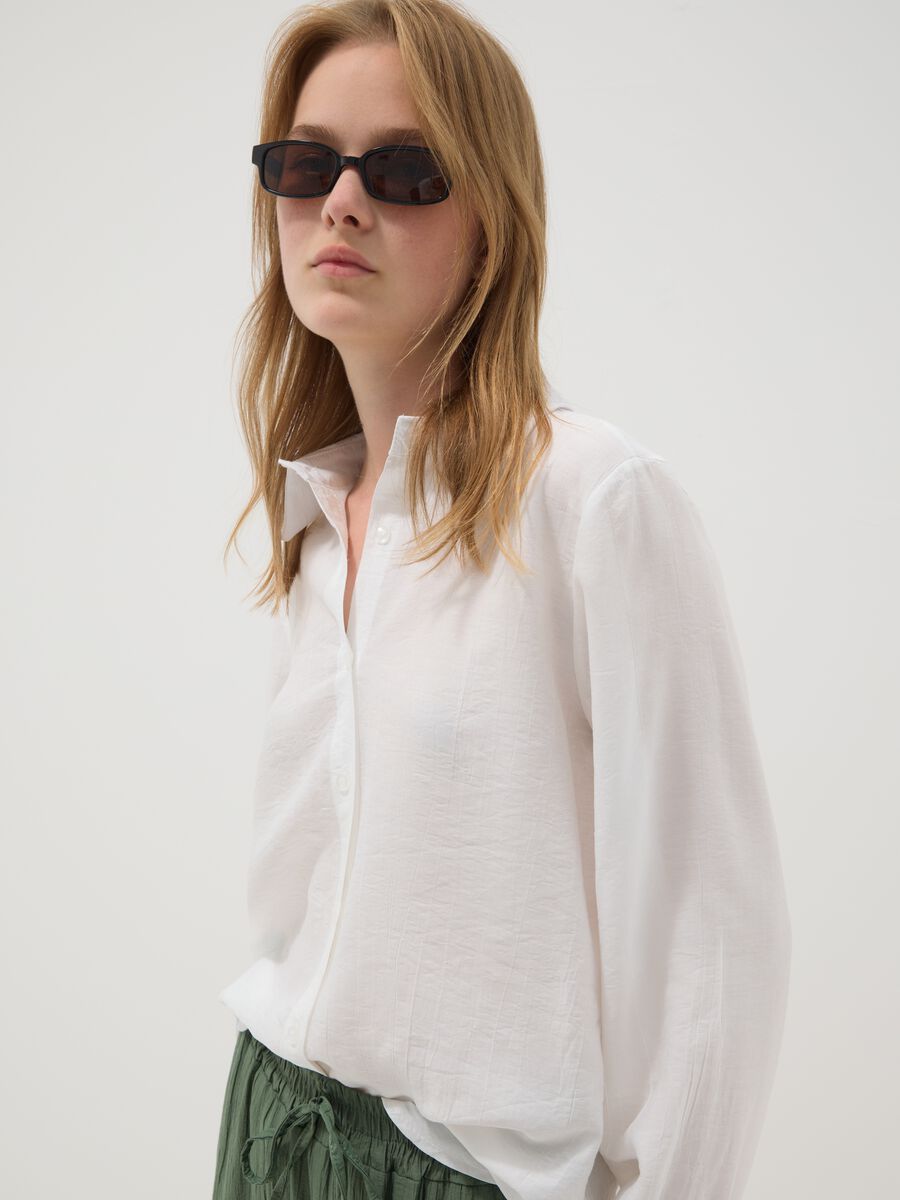 White viscose-blend shirt_0