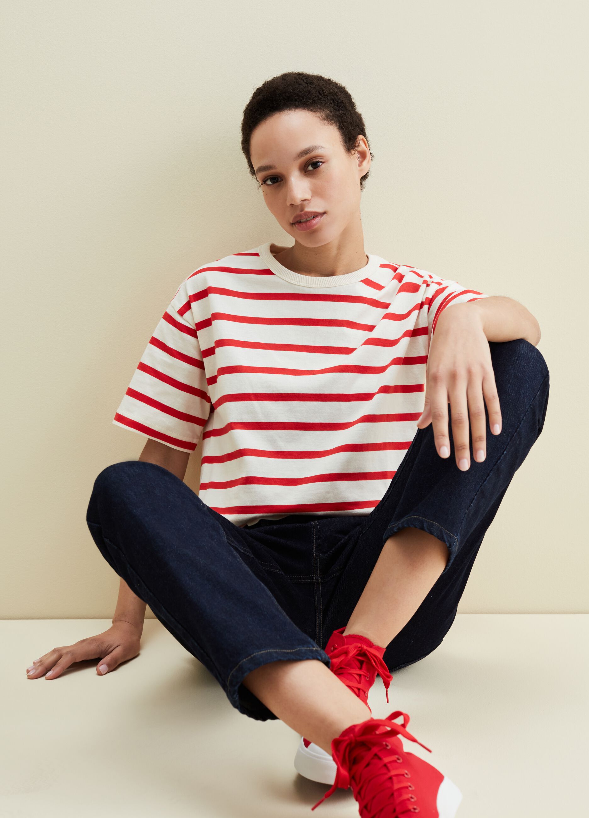 Oversized T-shirt with striped pattern