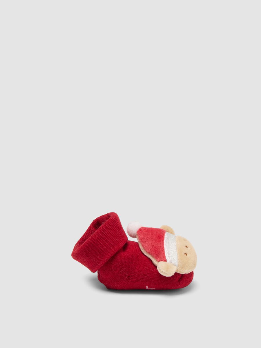 Scarpine rosse in cotone elasticizzato con applicazione_0