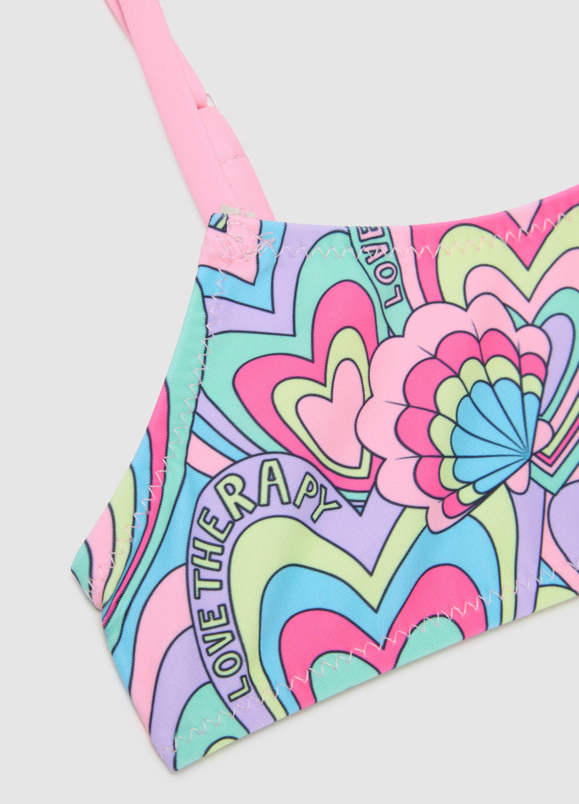 Bikini da bambina in misto elasticizzato multicolor