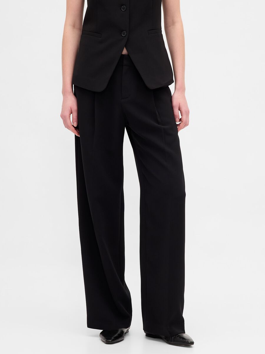 Black Stretch Wide-Leg Trousers_1