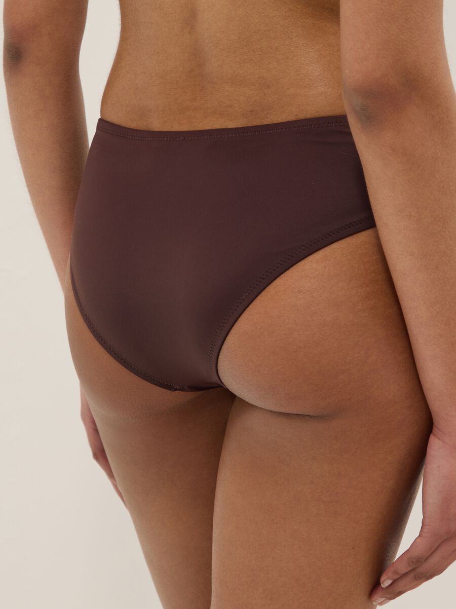 Brown stretch swim briefs with side ruching_2